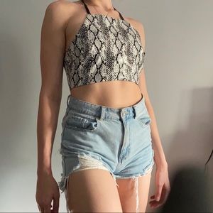 Halter snakeskin crop top